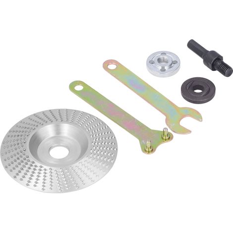 Disque à meuler et à façonner en carbure de tungstène, diamètre extérieur 100 mm, alésage de 16 mm, pour meuleuse d'angle, travail du bois, couleur argent (1/5)