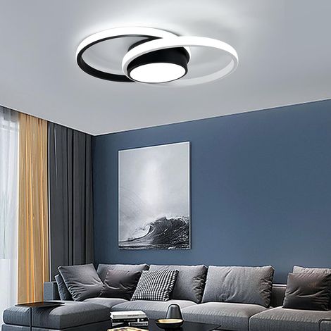 Double Circle LED Ceiling Light 42W 4800lm Black and White Cold White 6500K for Living Room Kitchen Bedroom Hallway Dining Room (1/4)