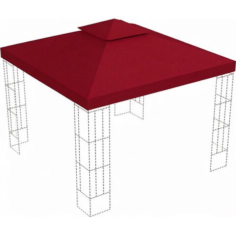 Toldo de repuesto para cenador 3 x 3 m color rojo vino poliéster (1/4)