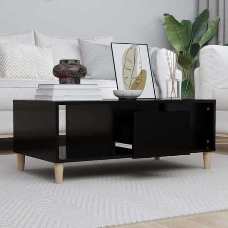 vidaXL Table basse Noir 90x50x36,5 cm Bois d'ingénierie (1/5)