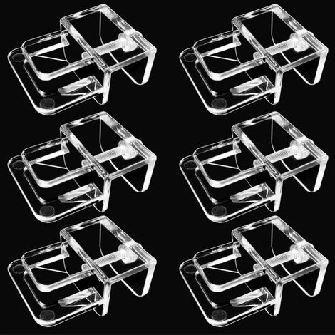 Beyamis Lot de 6 clips de fixation pour couvercle d'aquarium (fixation sans support requise) - Clips de maintien pour couvercle d'aquarium en verre et acrylique