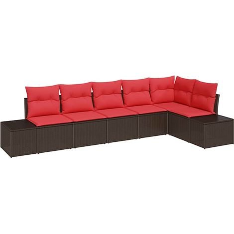 Maison Exclusive - Gartensofa-set mit Kissen 6 pcs Braun Poly-Rat