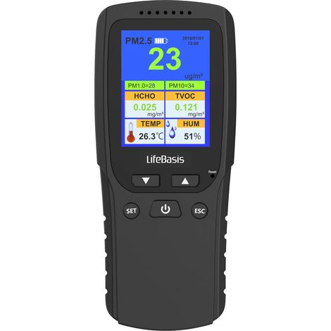 8-in-1-Messgeräte für die Raumluftqualität, PM2,5, PM1,0, PM10, HCHO, TVOC, AQI, Temperatur- und Luftfeuchtigkeitsdetektor für Zuhause, Büro, Fitnessstudio und Auto