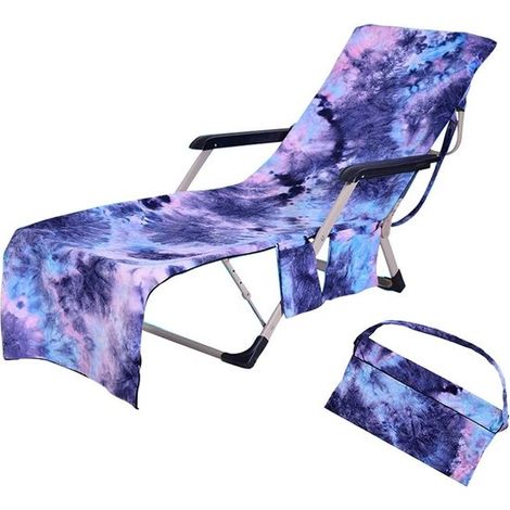 Housse de chaise longue avec poches latérales, en microfibre, idéale pour bronzer au bord de la piscine, dans le jardin, sur la plage et dans le jardin. (1/5)