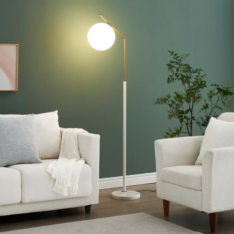 Puristische weiße und Messing Stehlampe -Molia