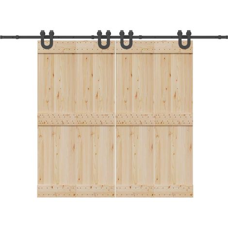 Schiebetürbeschlag-Set 366 cm Stahl Schwarz