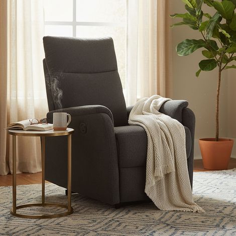 Fauteuil de relaxation électrique 1 moteur en tissu noir (1/5)