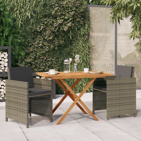 Set da Pranzo per Giardino 3 pz con Cuscini Grigio vidaXL (1/5)