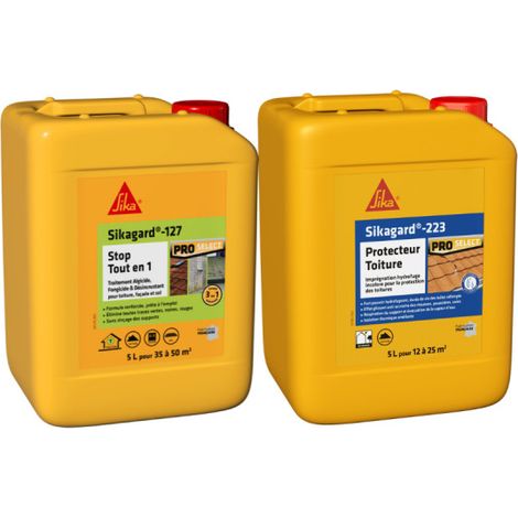 Paquete de tratamiento y protección de tejados SIKA - Sikagard-127 Stop All in 1 5L - Sikagard-223 Roof Protector 5L