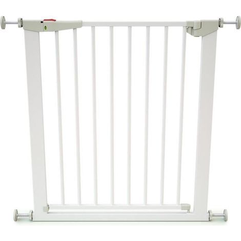 Barrière de sécurité bébé extensible 72,5 à 103 cm – Acier blanc – Ouverture portillon – Fixation par perçage sur montants rigides – Webaby (1/5)