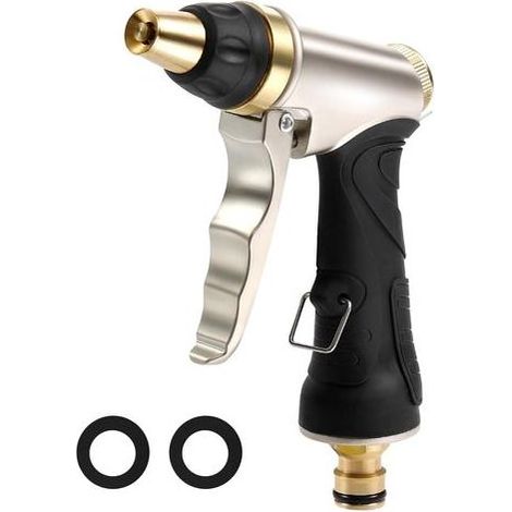 Pistolet d'arrosage avec buse en laiton, buse de pulvérisation haute pression robuste et réglable pour le lavage de voiture et d'animaux domestiques, le nettoyage du jardin et des trottoirs. (1/5)