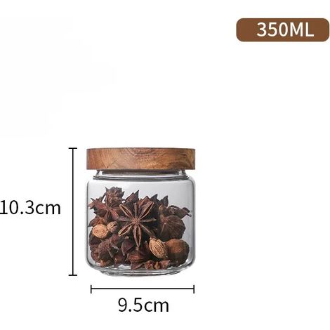 (350ml) Boîte de rangement en bois, adaptée pour sceller les bouteilles en verre et conserver les aliments de cuisine. (1/5)