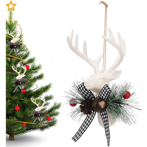 Décorations de Noël, ailes d'ange renne de Noël, décorations pour sapin de Noël, décorations, bricolage de Noël (tête de renne) (1/3)