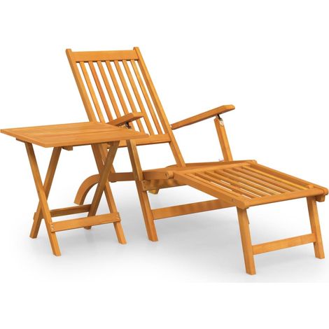 Sillón de exterior taburete y mesa 167 x 56 x 75 cm acacia maciza 020011892