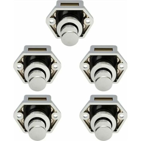 5 pcs Mini Bouton Poussoir Tiroir Placard Porte Loquet De Verrouillage Caravane Camping-car Nickel Bateau Bouton- Nickel (1/3)