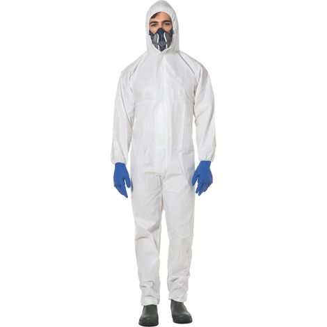TUTA DI PROTEZIONE IN TESSUTO LAMINATO DPI III TIPO 5/6 CE-0624 Col. Bianco Mis. XL