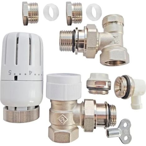 Kit termostático T301 soporte universal completo D14 en latón blanco SOMATHERM FOR YOU
