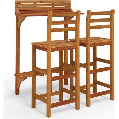 Maison Exclusive - Juego muebles de bar de balcón 3 piezas madera (1/5)