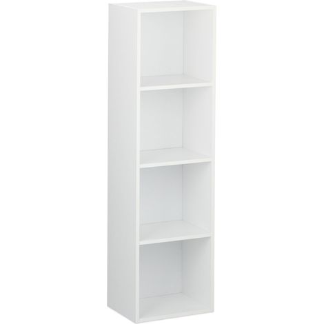 Scaffale dritto moderno stretto 4 scomparti design funzionale fissaggio a parete 90 x 30 x 150 cm in legno bianco 130008164