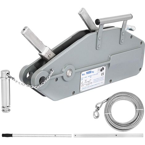 VEVOR Verricello manuale 1,6 T, argano a mano corda 25 m, cavo per rimorchio auto barche, leva estensibile forte e stabile, per cantieri, porte, fabbriche, trasporto di magazzino, energia elettrica (1/5)