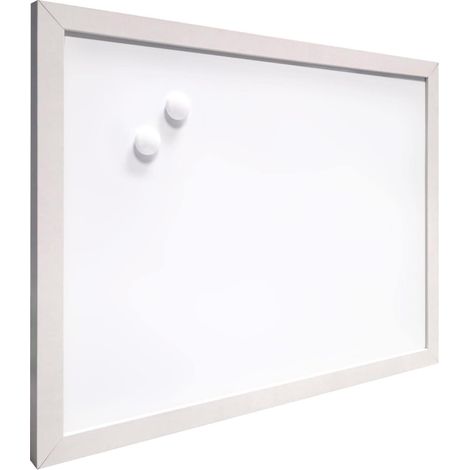 Tableau Blanc Magnétique Mural avec Cadre en Bois Blanc, Tableau Blanc Effaçable à Sec avec Deux Aimants pour Accrocher des Notes et des Photos (40 x 30 cm) (1/5)