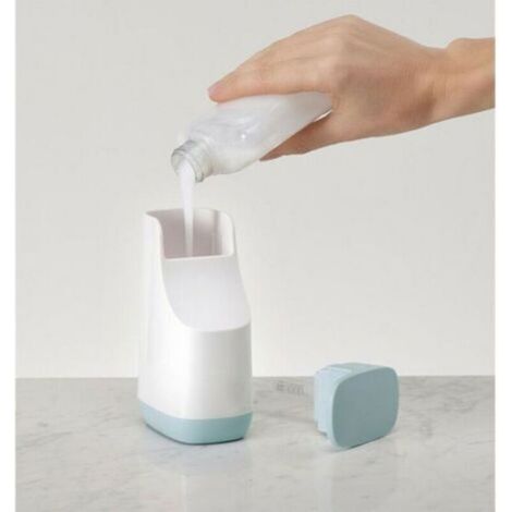Pompe à Savon Liquide Compacte, Plastique, BlancBleu Ciel, 6.2 x 9.1 x 14.2 cm (1/5)