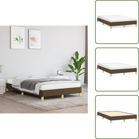 Bettgestell ohne Matratze Dunkelbraun 120x200 cm Stoff - Bettrahmen - Doppelbett - Holzrahmen - Lattenrost - Massivholzbette (1/5)