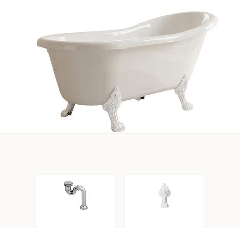 Baignoire îlot LEONA 160x75 pieds blanc (1/5)
