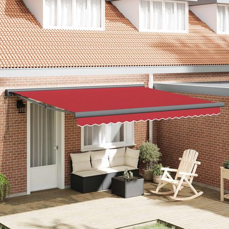 Toldo retráctil Rojo 400 x 300 x 165 cm Tela y Metal