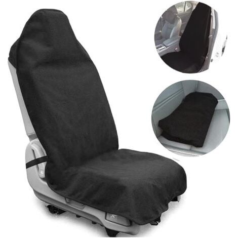 Housse de siège de voiture imperméable noire, tissu éponge de protection respirant et résistant à la sueur (1/5)