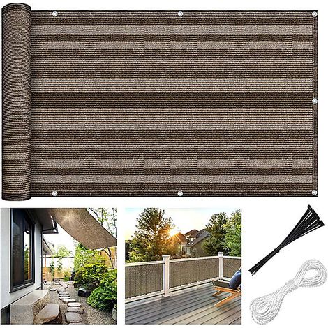 0,9x3 mètres, écran de confidentialité pour balcon,clôture décorative,toile d&aposombrage perméable pour l&aposextérieur, marron (1/5)