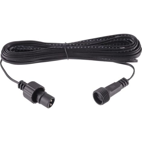 Wasserdichtes IP44-Verlängerungskabel für LED-Weihnachtsbeleuchtung, schwarz, 2-polig, Stecker/Buchse, Niedervolt, 10 m