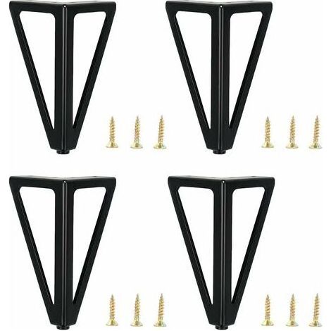 4 Pieds de Meubles Noirs, 6"/15cm Pieds de Meubles de Rechange en métal, Pieds de Meubles, Pieds de Meubles, Pieds de Table, Pieds d'armoire, pour chaises, Placard, canapé (1/5)