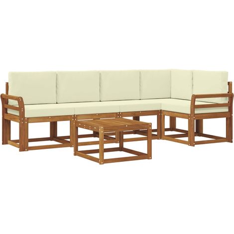 Outdoor Sofa Set with Cushion 6 pcs Natural and Cream vidaXL