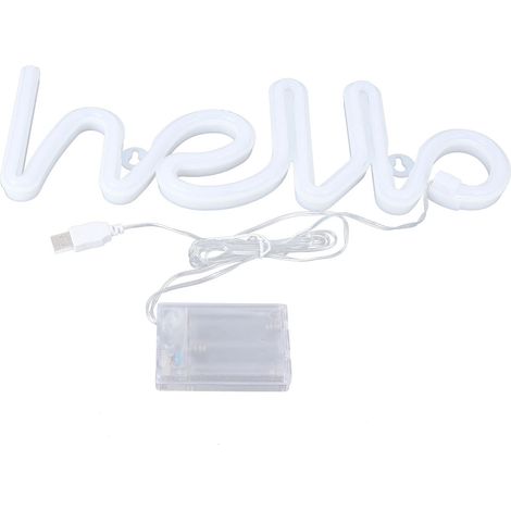 Hallo LED-Neonreklame – USB-/Batteriebetrieben – Pink – Wanddekoration – Schlafzimmer/Wohnzimmer/Bar/Party