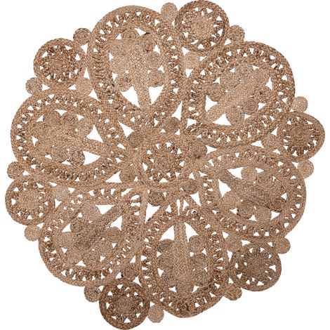 Alfombra redonda de yute beige para salón rústico ø 120 cm Bucak (1/5)