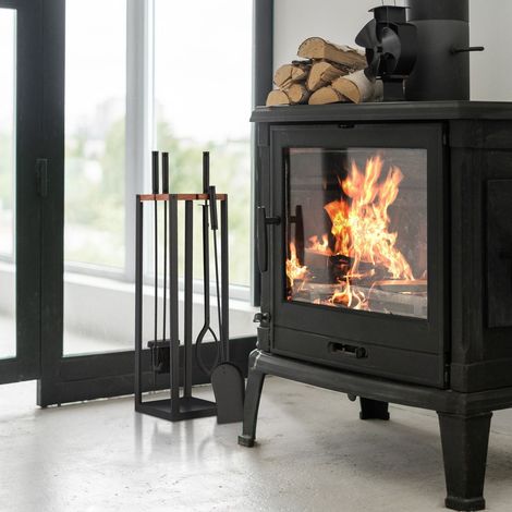 Kaminbesteck set 5 teilig metall mit stander