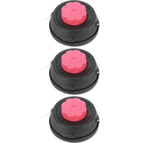 Boîte de 3 Têtes de Coupe Universelles pour Tondeuse avec Fil de Coupe - Accessoires de Remplacement Idéaux pour Tondeuses à Gazon - Modèle H-16 Noir et Rouge - (1/5)