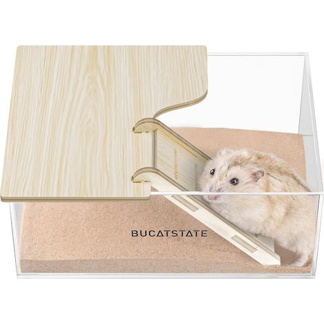 Bac à Sable pour Hamster avec Echelle – Conteneur de Bain de Sable en Acrylique et Bac à Litière pour Souris, Lemming, Gerbilles, Petit Animal (1/5)