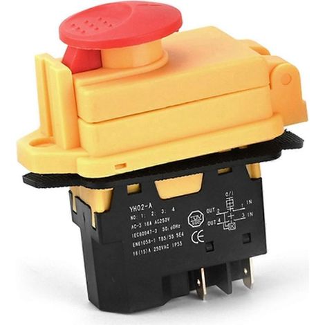 Interrupteur électromagnétique YH02-A 250 V, bouton-poussoir de démarrage 4 broches pour machine-- (1/5)