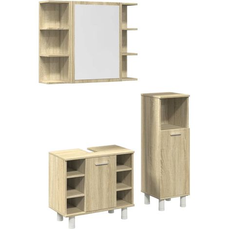 Maison Exclusive - 3-tlg. Badmöbel-Set Sonoma-Eiche Holzwerkstoff