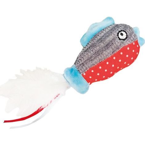 Gioco per gatti natalizio peluche pesciolino red pois 9 cm