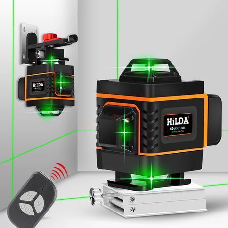 Niveau Laser 4D 16 Lignes à Faisceau Vert - Auto-nivellement, IP54, 100-240V (Orange)