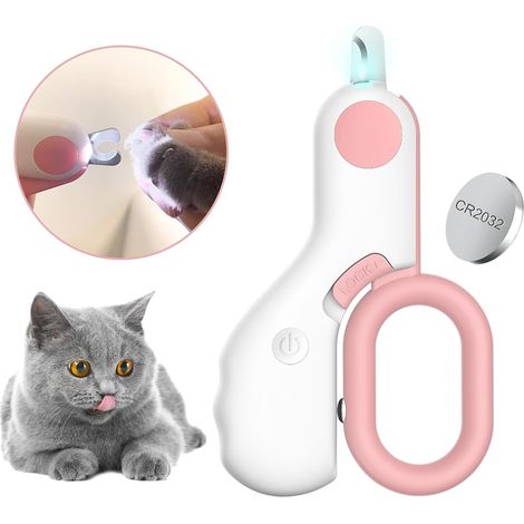 Pinkfarbene Krallenschere für Hunde und Katzen mit LED-Beleuchtung, Wachs, Edelstahl/ABS (1/5)