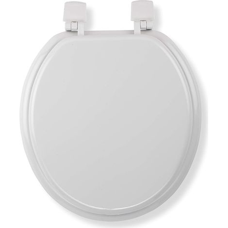 Croydex Round Wooden Toilet Seat in White with Stick Tight - Buttermere