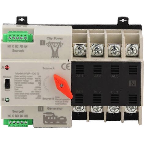 W2R-100 4P 100A Automatischer Umschalter für Netz- und Generatorbetrieb, Notstromversorgung, Industrieeinsatz (1/4)