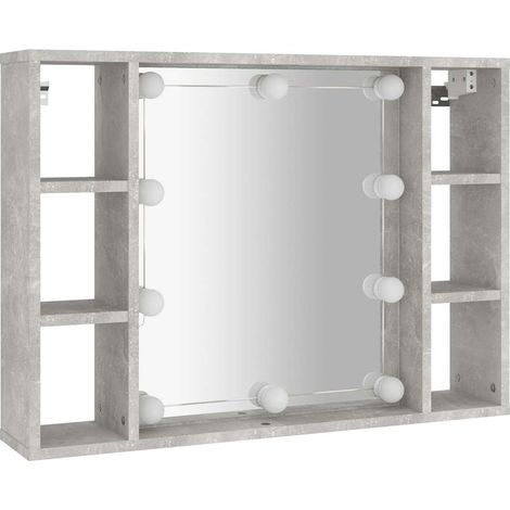 Mirror Cabinet with LED Concrete Grey 76x15x55 cm vidaXL (1/4)