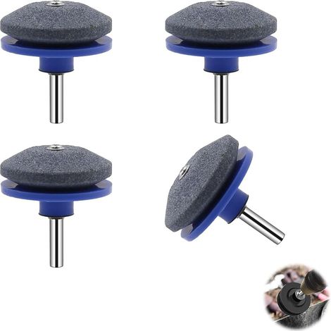 4 pièces universel Aiguiseur de Lame de Tondeuse à Gazon, aiguiseur lame tondeuse, compatible perceuse électrique et manuelle, accessoire de jardin (bleu) (1/5)