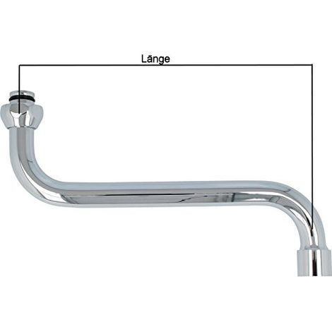 Bec chrome tecuro en forme de S - Pour robinetterie murale - Longueur : 200 mm - Raccord d'etancheite conique de 3/4" - Pour percage de 18 mm de diametre (1/5)