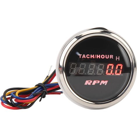 Ortviai Tachymètre Numérique 52 mm pour Camping-Car, Bateau et Pêche – Affichage Digital Précis, Boîtier Noir avec Cercle Argenté